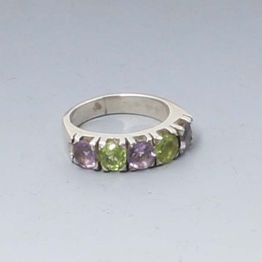 Amethyst peridot suffragette ring